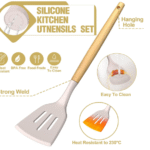 Umite Chef Silicone Kitchen Utensil Set, 34PCS Heat Resistant Kitchen Gadgets and Tools With Grater, Wood Handles for Nonstick Cookware