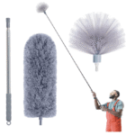 Cobweb Duster with Extension Pole, Spider Web Brush & Ceiling Cleaning Kit, 100" Microfiber Feather Duster Cleaner with Washable Head for Ceiling Fan, Furniture, Home