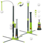 3-in-1 T Ball Set for Kids, Adjustable Height Hanging Baseball Batting Tee Set with 2 Bats, Teeball Hitting Stand, Ball Launcher for Toddlers, Sport Toys Outdoor/Indoor for Boys Girls