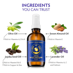 Ancient Greek Remedy After Shower Body Oil for Women - Organic Face Oil & Body Moisturizer for Dry Skin with Sweet Almond, Jojoba, Olive, Lavender and Vitamin E Oil - Natural Clean Skincare, 4 oz